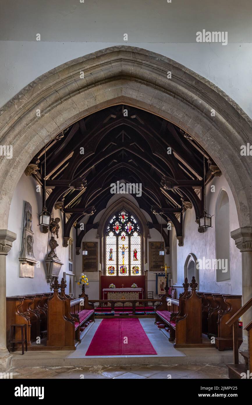 All'interno della chiesa di San Martino, Burton Agnes, una chiesa storica del 13th° secolo nella zona orientale di Yorkshire, Inghilterra, Regno Unito Foto Stock