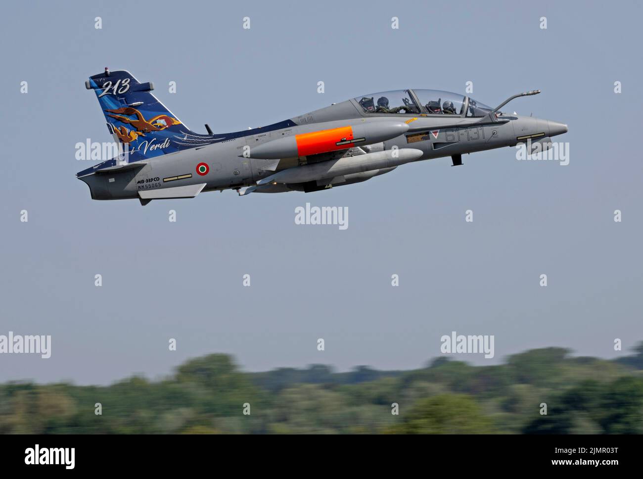 Aermacchi T-339A dell'Aeronautica militare Italiana con partenza dal Royal International Air Tattoo Foto Stock