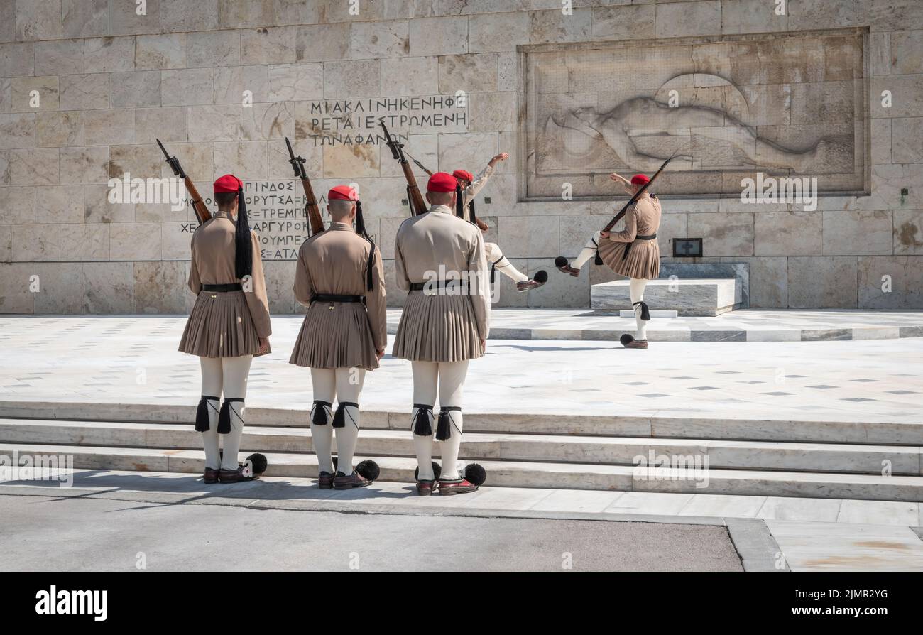 Cambio delle guardie, Atene, Grecia. Foto Stock