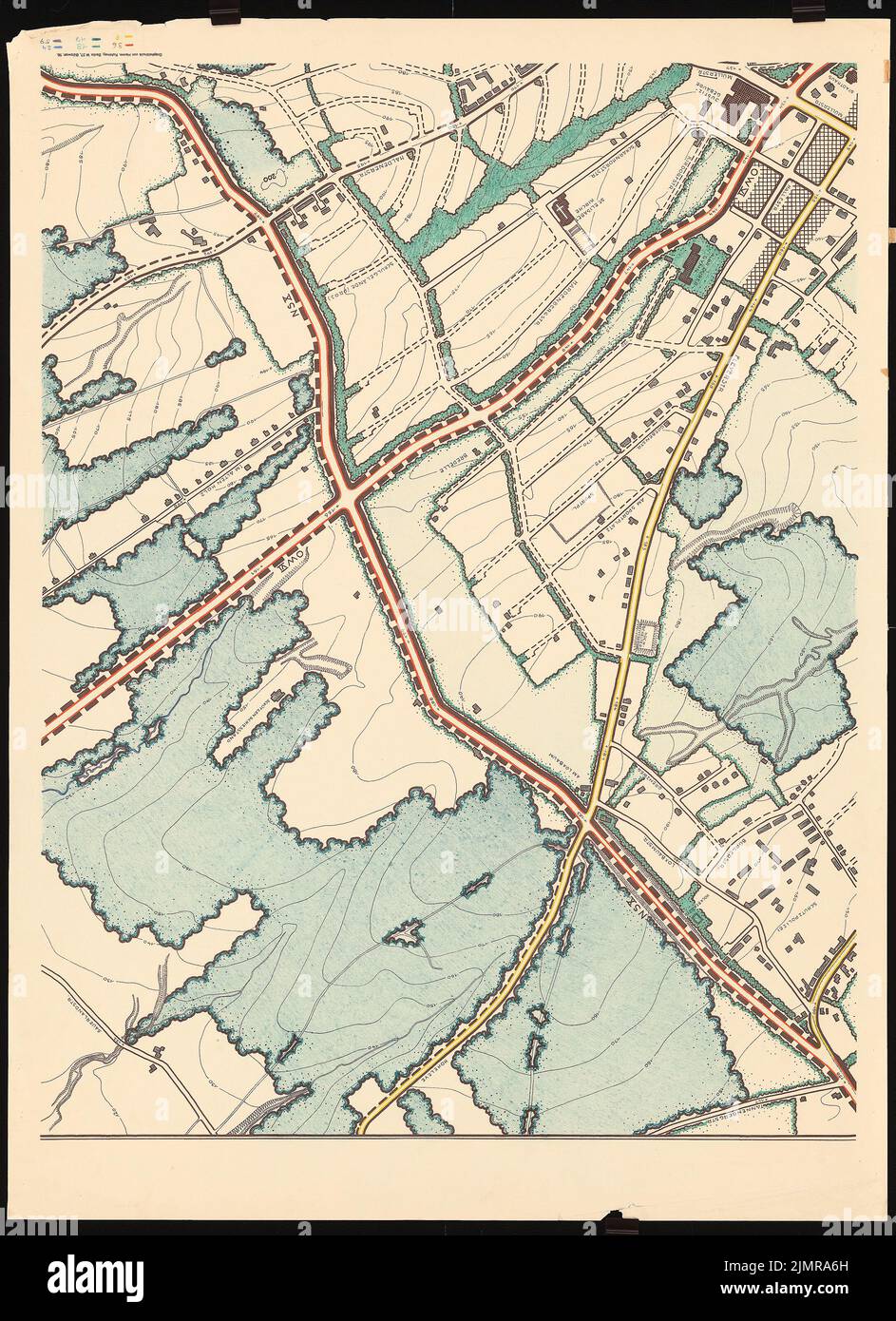 Jansen Hermann (1869-1945), piano di sviluppo Hagen (27.07.1932): Cantiere città Hagen 1: 2000 parte C. Buntstift via light break su cartone, 137,3 x 99,7 cm (incl Scansione bordi) Jansen Hermann (1869-1945): Hagen Bebauungsplan Foto Stock