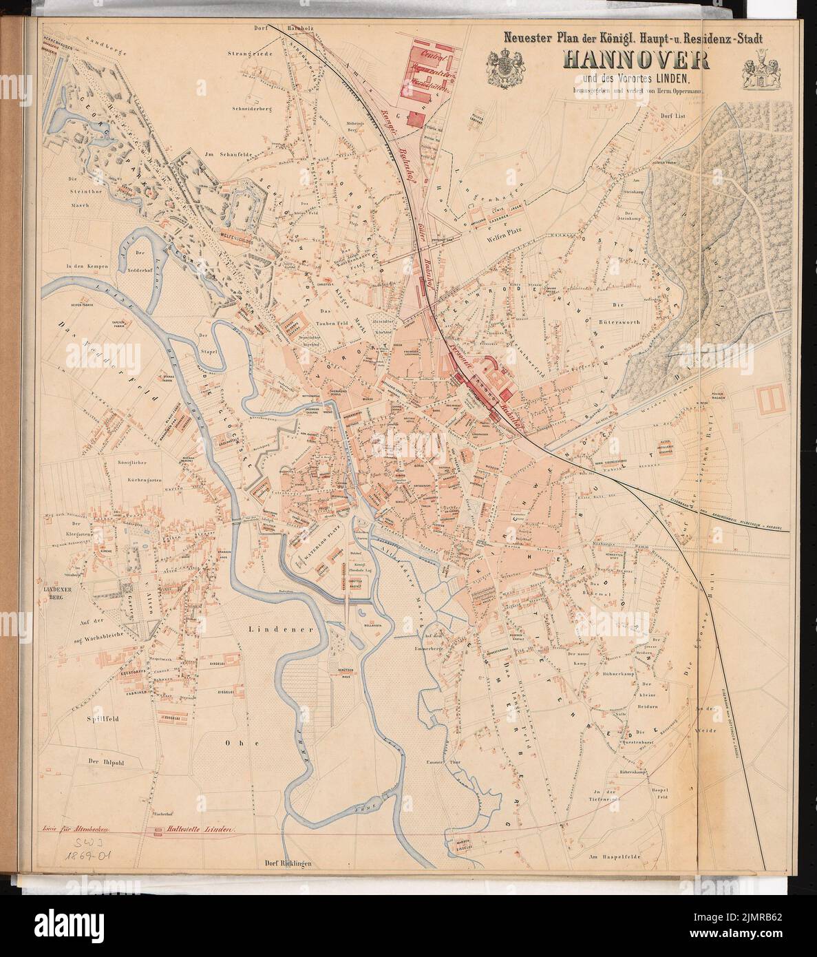Cramer Friedrich, stazione principale di Hannover. Concorso Schinkel 1869 (1869): Mappa. Impostazione con inchiostro, acquerello, 62,6 x 57,2 cm (compresi i bordi di scansione) Cramer Friedrich : Hauptbahnhof Hannover. Schinkelwettbewerb 1869 Foto Stock