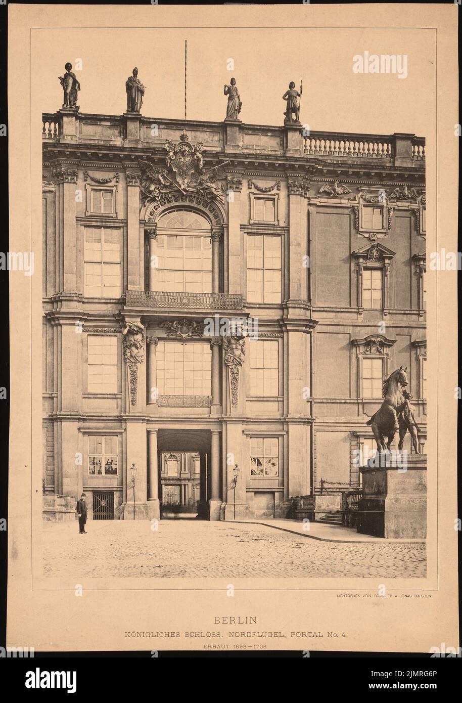 Schlüter Andreas (1660-1714), palazzo della città di Berlino (senza dat.): Ala nord, portale IV. Pressione leggera, 40,4 x 28,4 cm (compresi i bordi di scansione) Schlüter Andreas (1660-1714): Berliner Stadtschloss Foto Stock