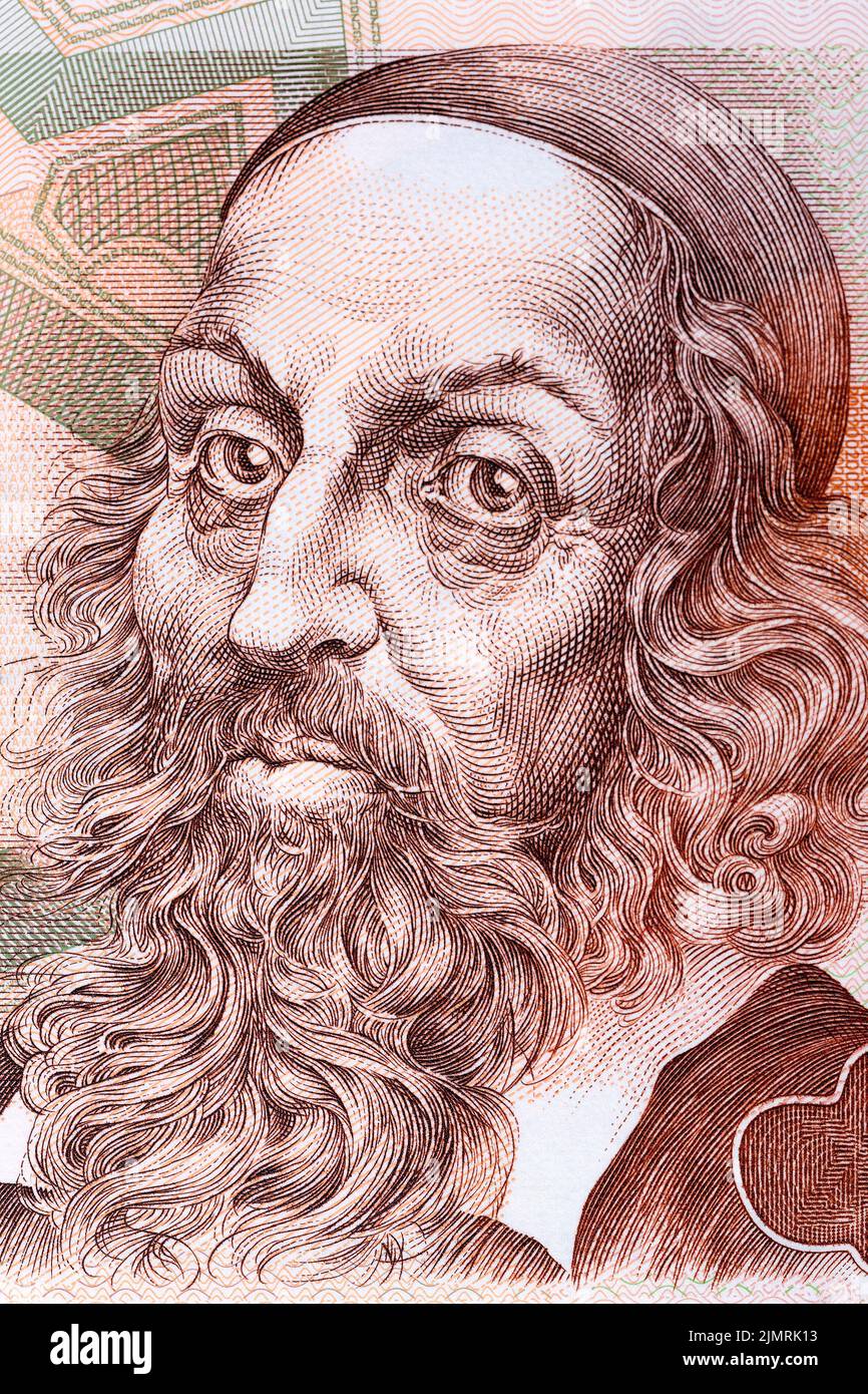 John Amos Comenius ritratto dal denaro ceca Foto Stock