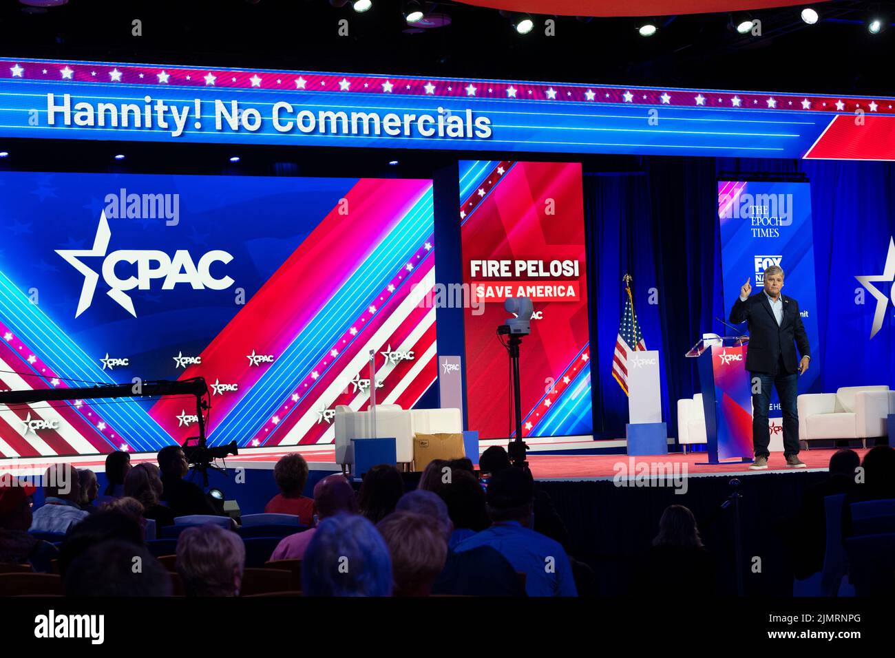 Dallas, TX - 4 agosto 2022: Sean Hannity parla durante la conferenza CPAC Texas 2022 all'Hilton Anatole Foto Stock