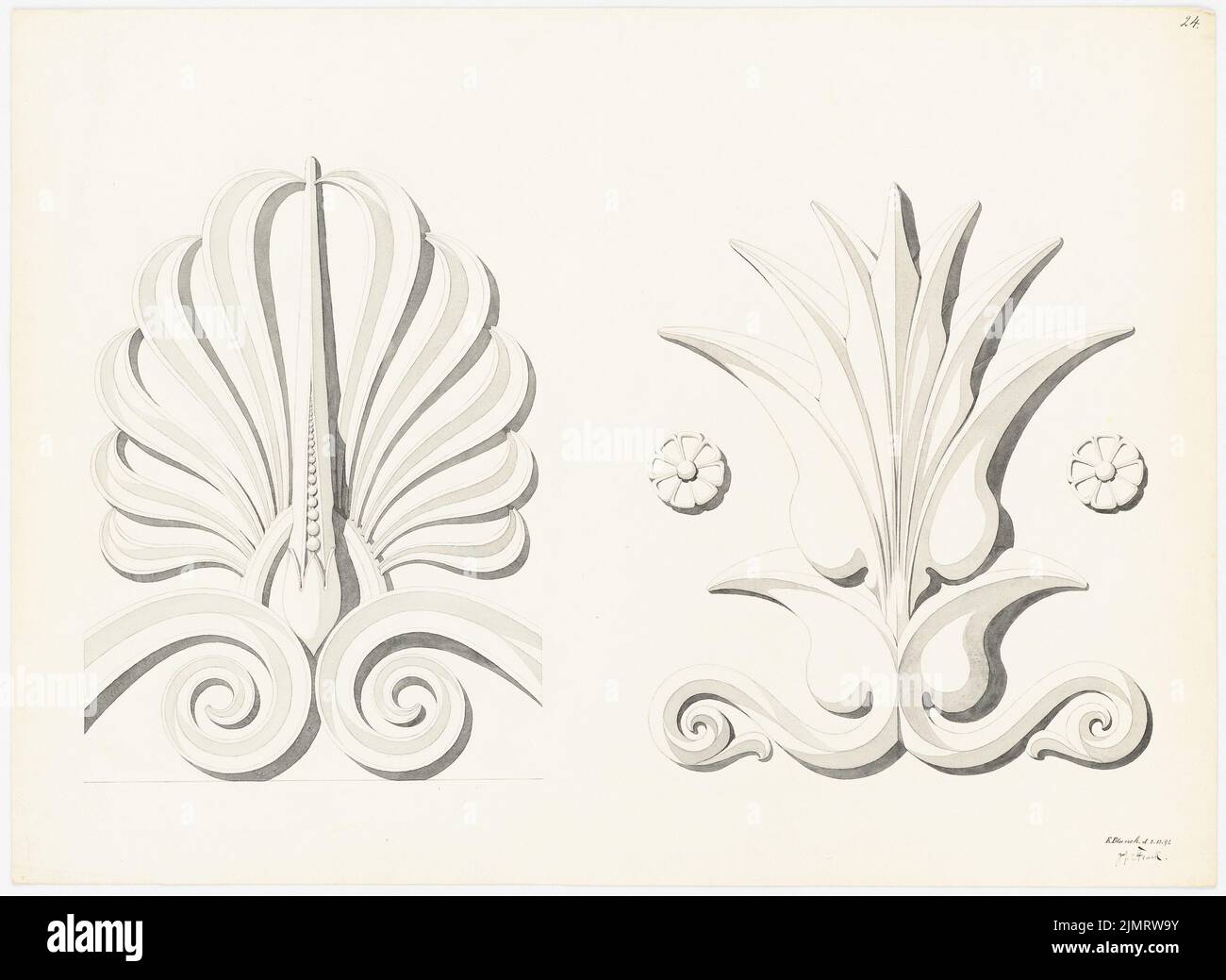 Blunck Erich (1872-1950), studi di disegno (02.12.1891): Studi di disegno (senza un metro di indice). Acquerello Tusche su carta, 48,1 x 65,9 cm (compresi i bordi di scansione) Blunck Erich (1872-1950): Zeichnungsstudien Foto Stock