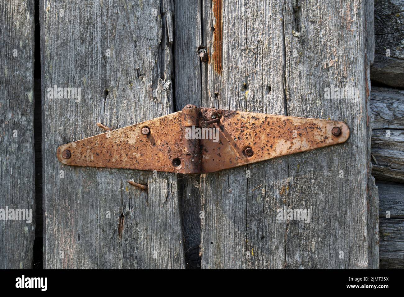 Dettagli di un vecchio fienile abbandonato nel Canada rurale Foto Stock