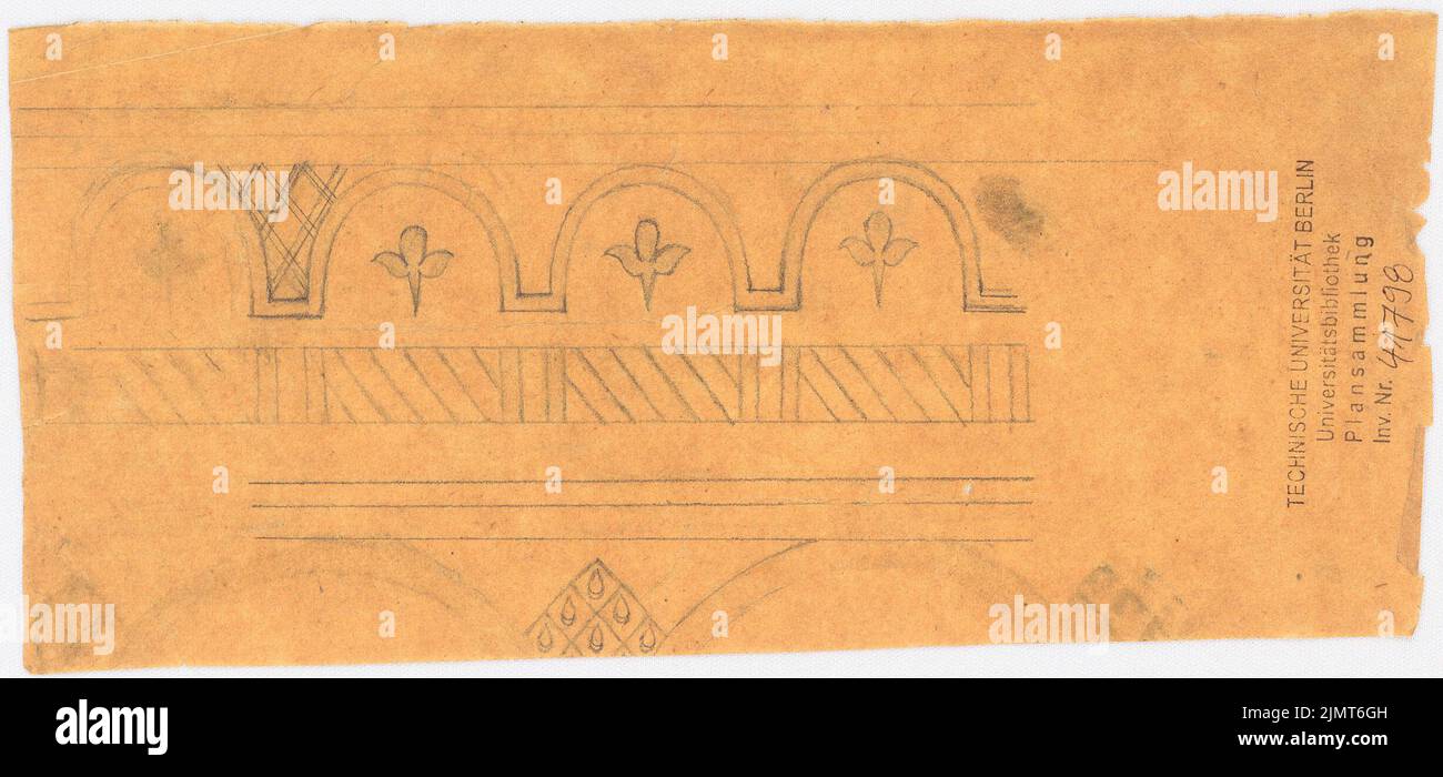 Diebitsch Carl von (1819-1869), ornamento (senza dat.): Dettaglio floreale, incompleto, a causa di un disegno più grande tagliato. Matita su trasparente, 9,8 x 20,8 cm (compresi i bordi di scansione) Diebitsch Carl von (1819-1869): Ornamentik Foto Stock