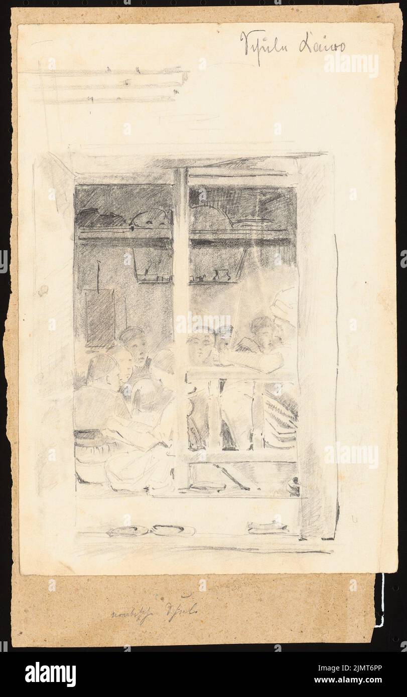 Diebitsch Carl von (1819-1869), scena scolastica al Cairo (senza dat.): Vista in una classe. Matita su cartone, 30,9 x 19,3 cm (compresi i bordi di scansione) Diebitsch Carl von (1819-1869): Schulszene, Kairo Foto Stock