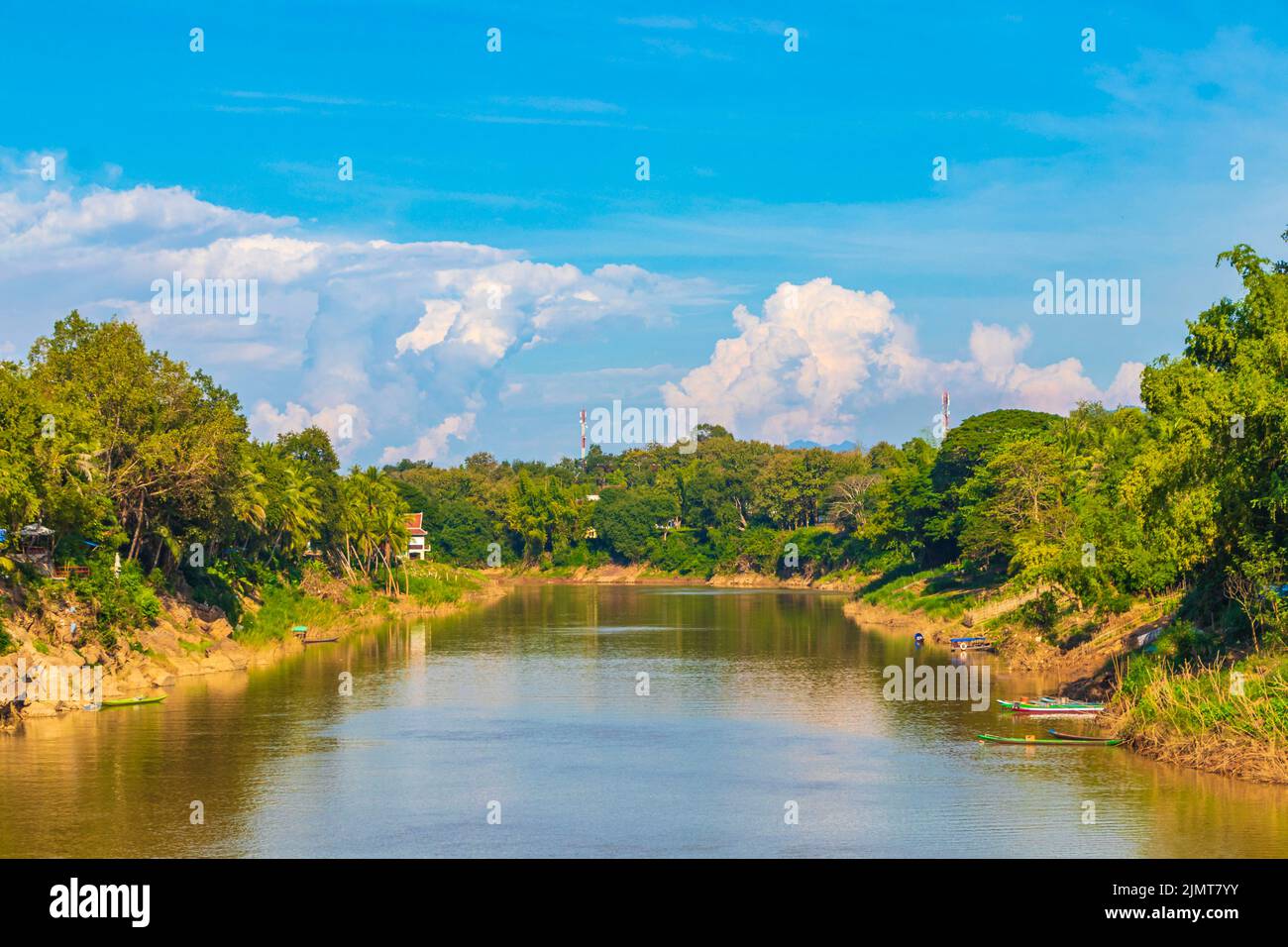 Panorama del fiume Mekong paesaggio e Luang Prabang Laos. Foto Stock