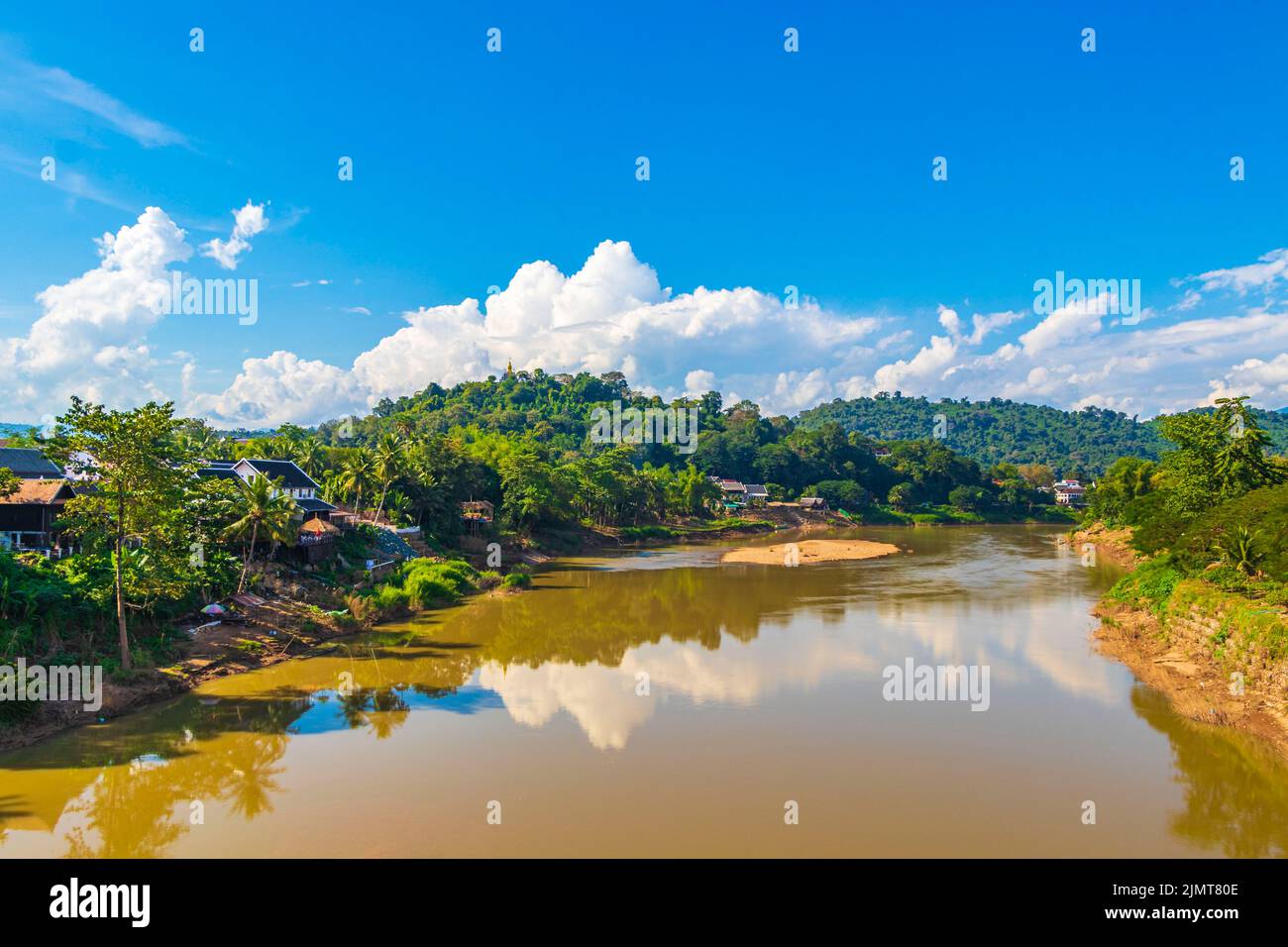 Panorama del fiume Mekong paesaggio e Luang Prabang Laos. Foto Stock