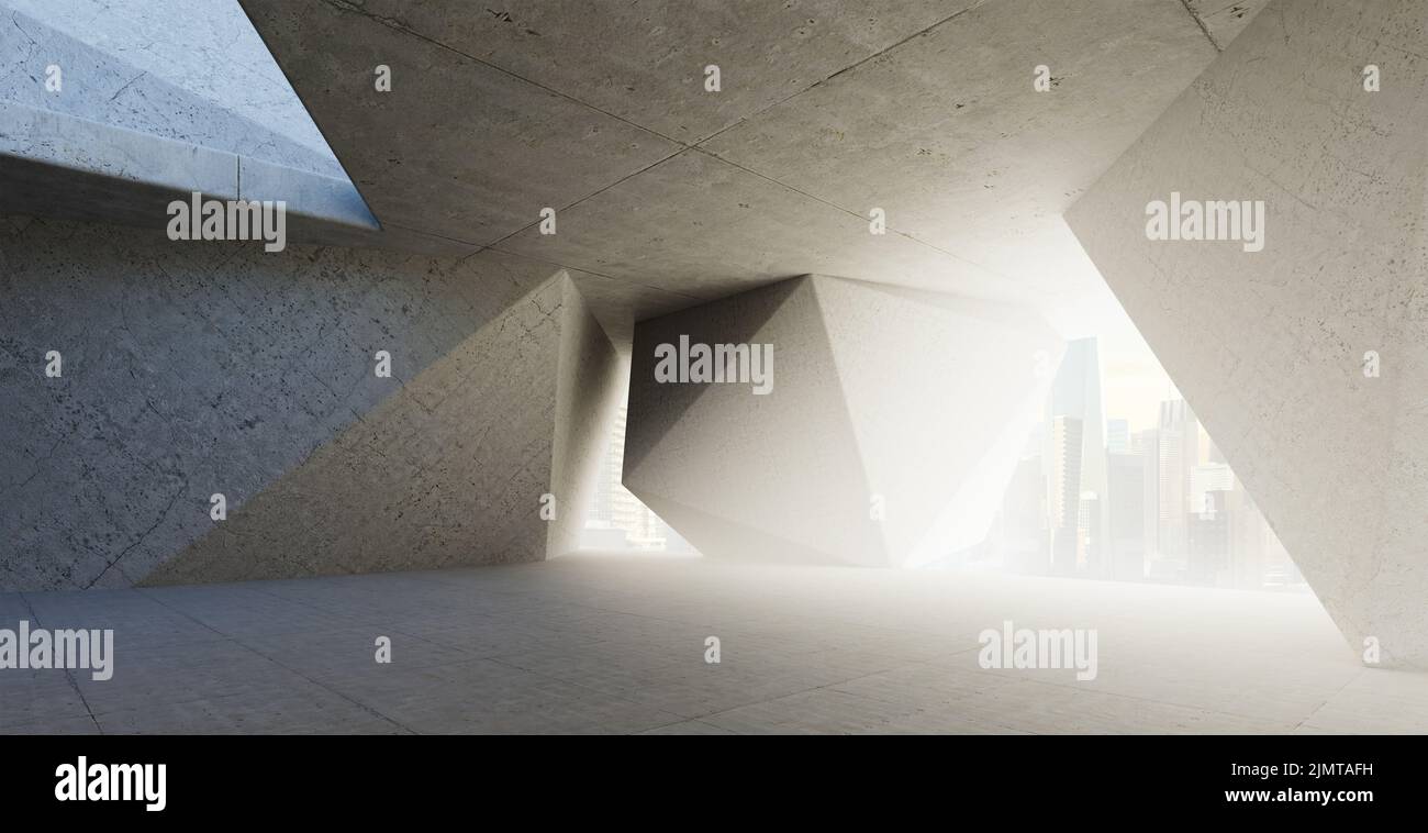3d interni di design moderno a forma di triangolo Foto Stock