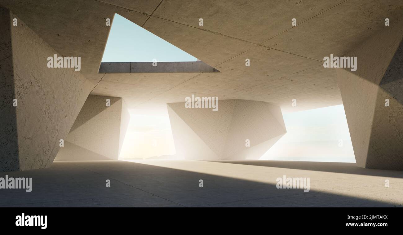 3d interni di design moderno a forma di triangolo Foto Stock