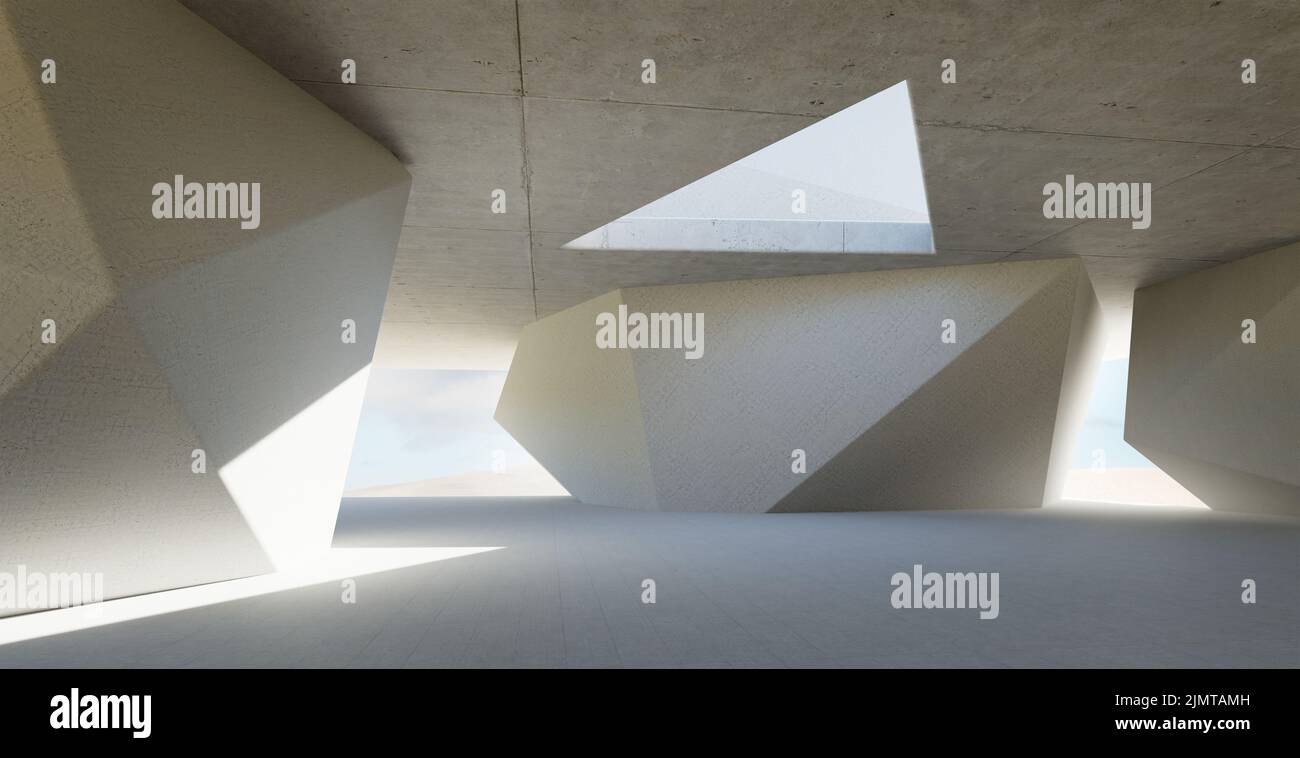 3d interni di design moderno a forma di triangolo Foto Stock