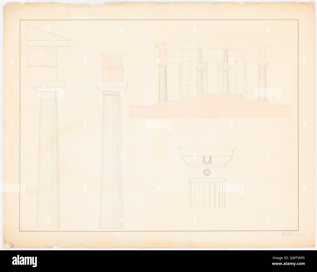 Schlemm O., regolamento colonna (1861): Vista. Inchiostro, matita acquerello su carta, 41,4 x 52,5 cm (compresi i bordi di scansione) Schlemm O. : Säulenordnung Foto Stock