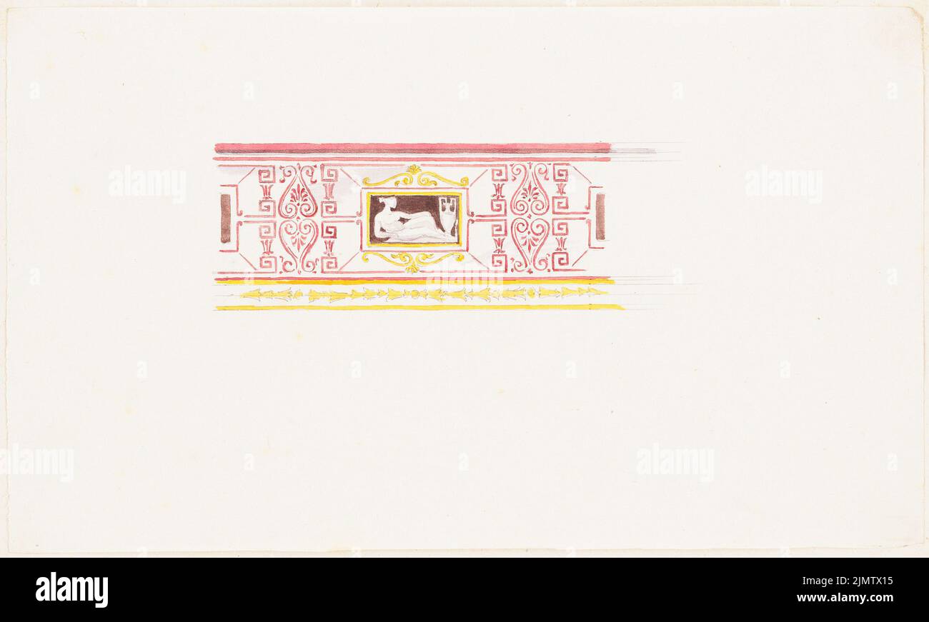Scheppig Carl (1803-1885), pittura murale a Pompei (1834): Dettaglio. Matita acquarello su carta, 13,8 x 22,9 cm (compresi i bordi di scansione) Scheppig Carl (1803-1885): Wandmalerei, Pompeji Foto Stock