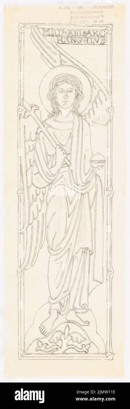 Klingholz Fritz (1861-1921), Archangel Michael (senza data): Visualizza, modello per l'inventario n° 19650 e 19651. Inchiostro su trasparente, 33,6 x 11,5 cm (compresi i bordi di scansione) Klingholz Fritz (1861-1921): Erzengel Michael Foto Stock