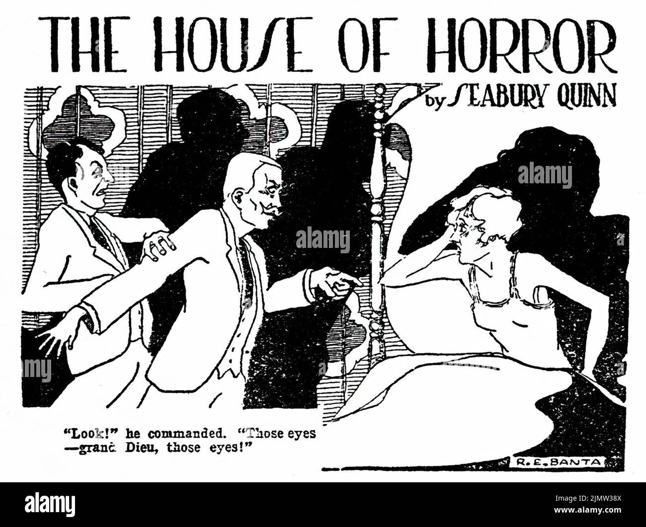 La Casa dell'orrore, di Seabury Quinn. Illustrazione di R. E. Banta da bizzarri Tales, luglio 1926 Foto Stock