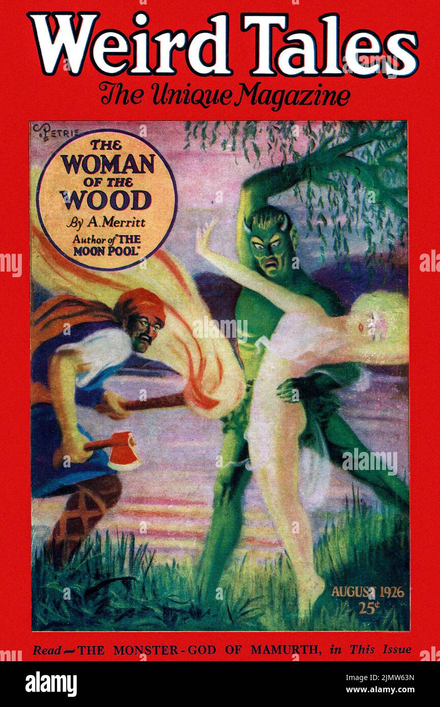 Copertina di bizzarri Tales, Agosto 1926, Volume 8, numero 2. La donna del legno, di A. Merritt. Copertina di C. Barker Petrie, Jr. Foto Stock