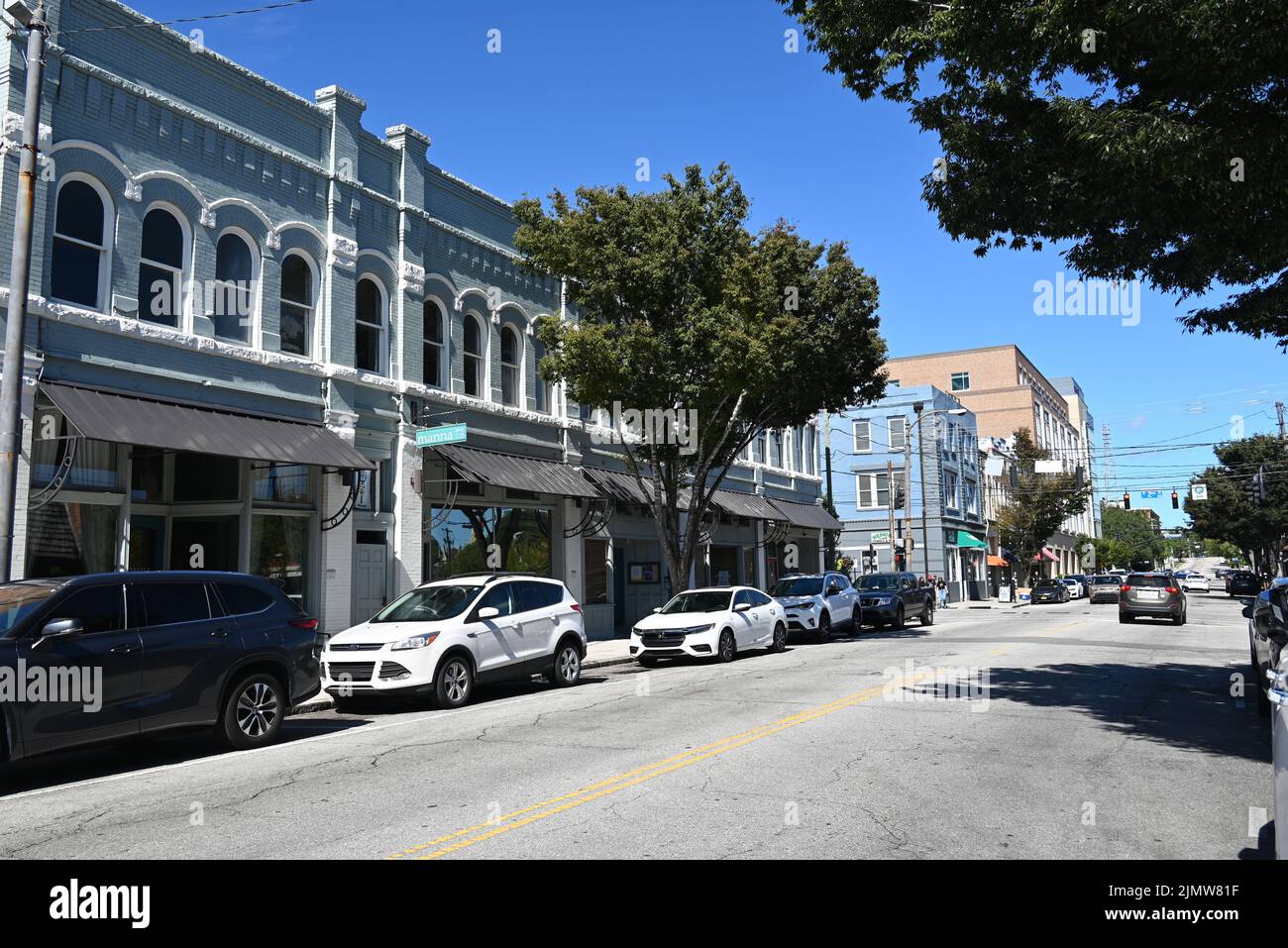 Edifici in Princess Street nel centro storico di Wilmington, North Carolina Foto Stock