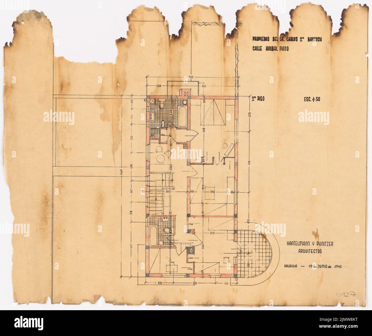 Punitzer Martin (1889-1949), propiedad de Sr. Carlos 2 Bartsch, Valdivia (1940): Contenuto del piano N.N. rilevato. Materiale/tecnologia N.N. Recorded, 47,7 x 57,3 cm (compresi i bordi di scansione) Punitzer Martin (1889-1949): Propiedad de Sr. Carlos 2 Bartsch, Valdivia Foto Stock