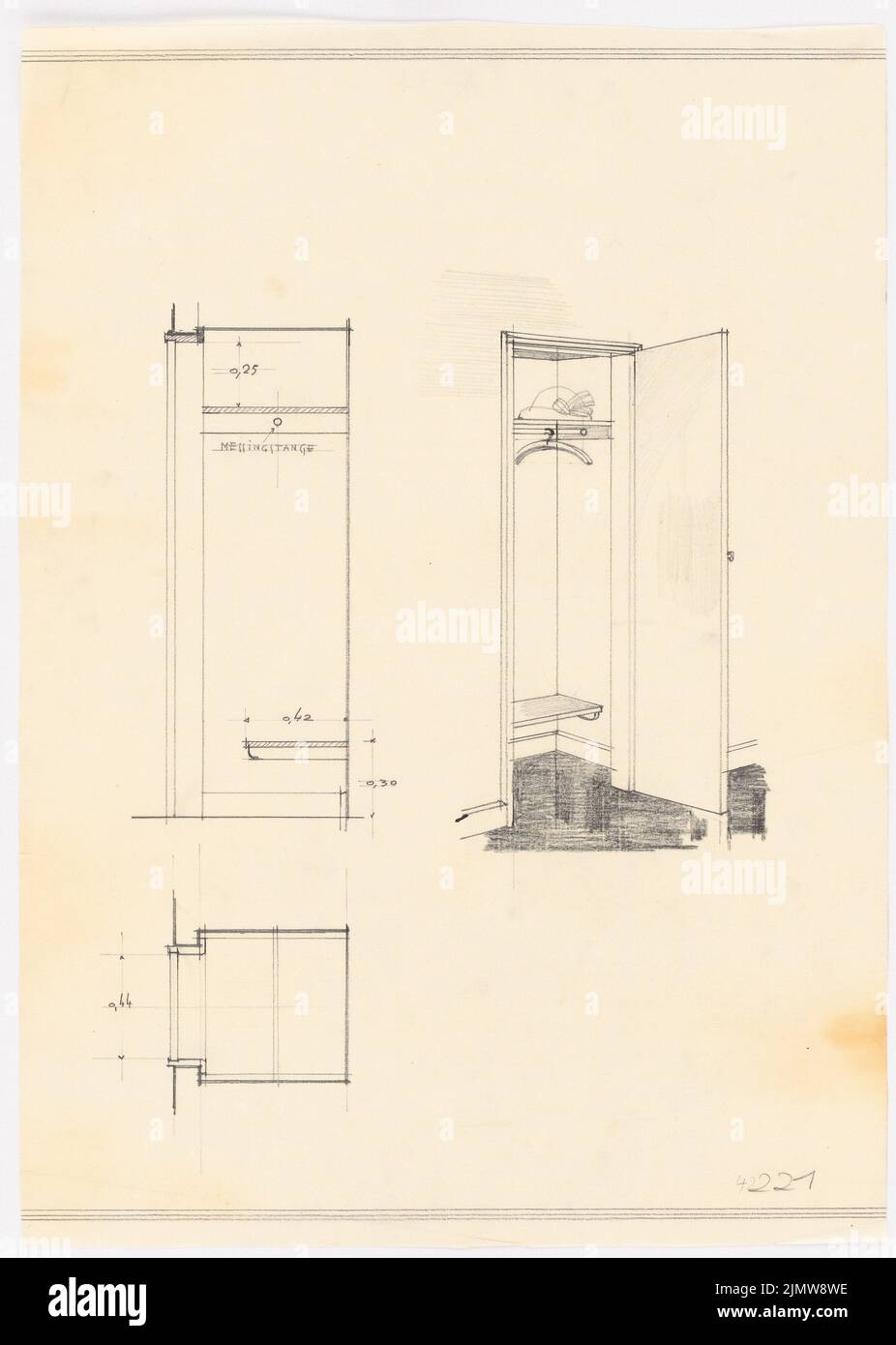 Punitzer Martin (1889-1949), camere singole e doppie per hotel alto-edificio (1930): Contenuto piano N. rilevato. Materiale/tecnologia N. Catturato, 51,3 x 36,6 cm (compresi i bordi di scansione) Punitzer Martin (1889-1949): Ein- und Zweibettzimmertypen für Hotelhochhaus Foto Stock