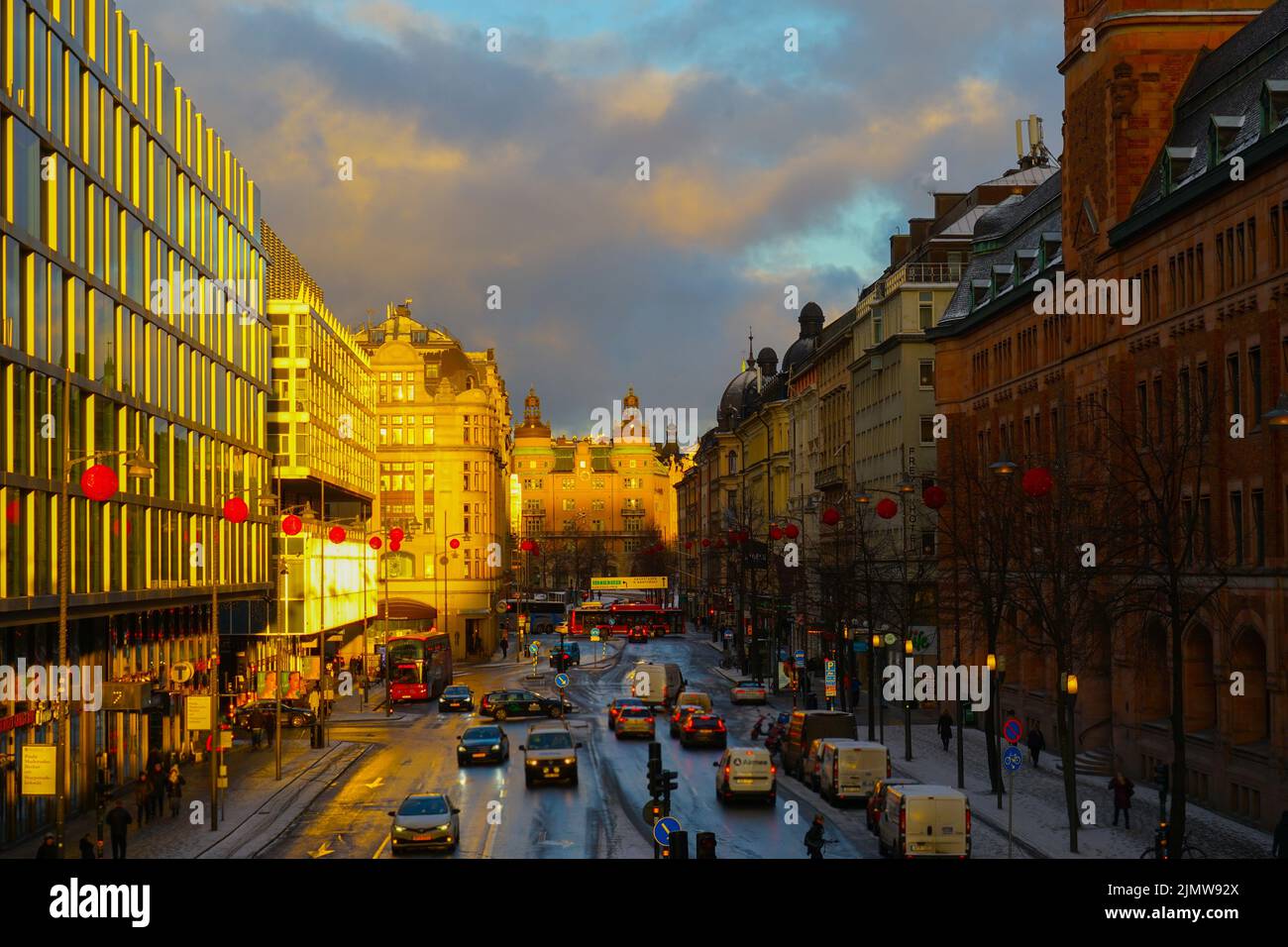 Panorama urbano di Stoccolma e raggio mattutino Foto Stock