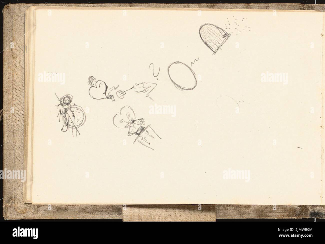 Michel Paul sen. (1877-1938), schizzbook. Acquerelli e disegni (ca 1900): disegni simili a cartoni animati, alveare. Matita su carta, 12,3 x 18 cm (compresi i bordi di scansione) Michel Paul sen. (1877-1938): Skizzenbuch. Aquarelle und Zeichnungen Foto Stock