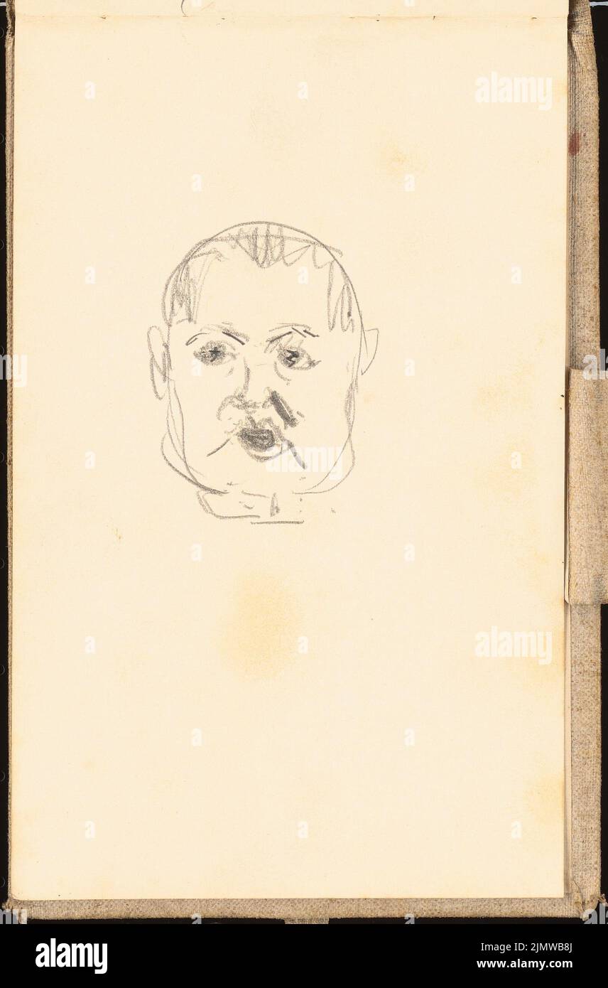 Michel Paul sen. (1877-1938), schizzbook. 1898-99 (1898): Testa caricaturale di un uomo. Matita su carta, 20,9 x 13,8 cm (compresi i bordi di scansione) Michel Paul sen. (1877-1938): Skizzenbuch. 1898-99 Foto Stock