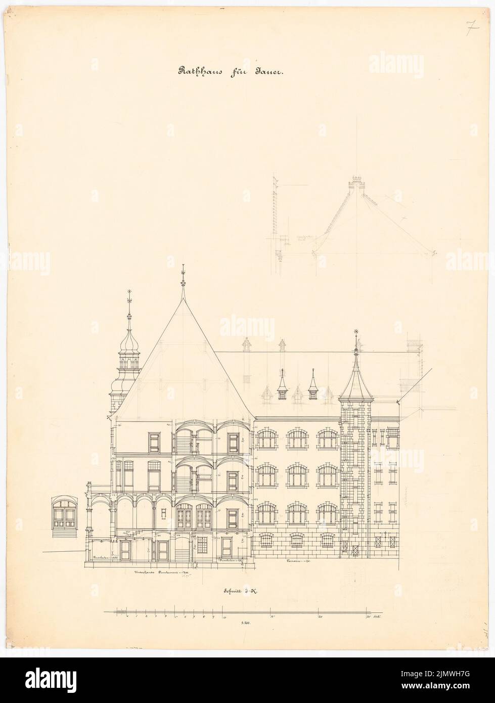 Guth Hermann (1851-1924), Rathaus Jauer (senza dat.): Non ancora registrato. Materiale/tecnologia N.N. registrato, 68,3 x 51,5 cm (compresi i bordi di scansione) Guth Hermann (1851-1924): Rathaus, Jauer Foto Stock