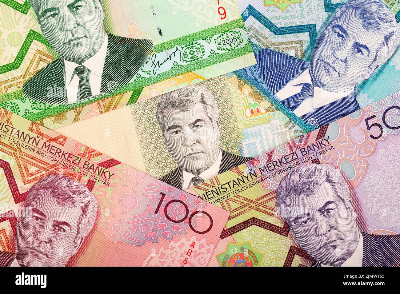 Turkmenistan denaro, un contesto aziendale Foto Stock