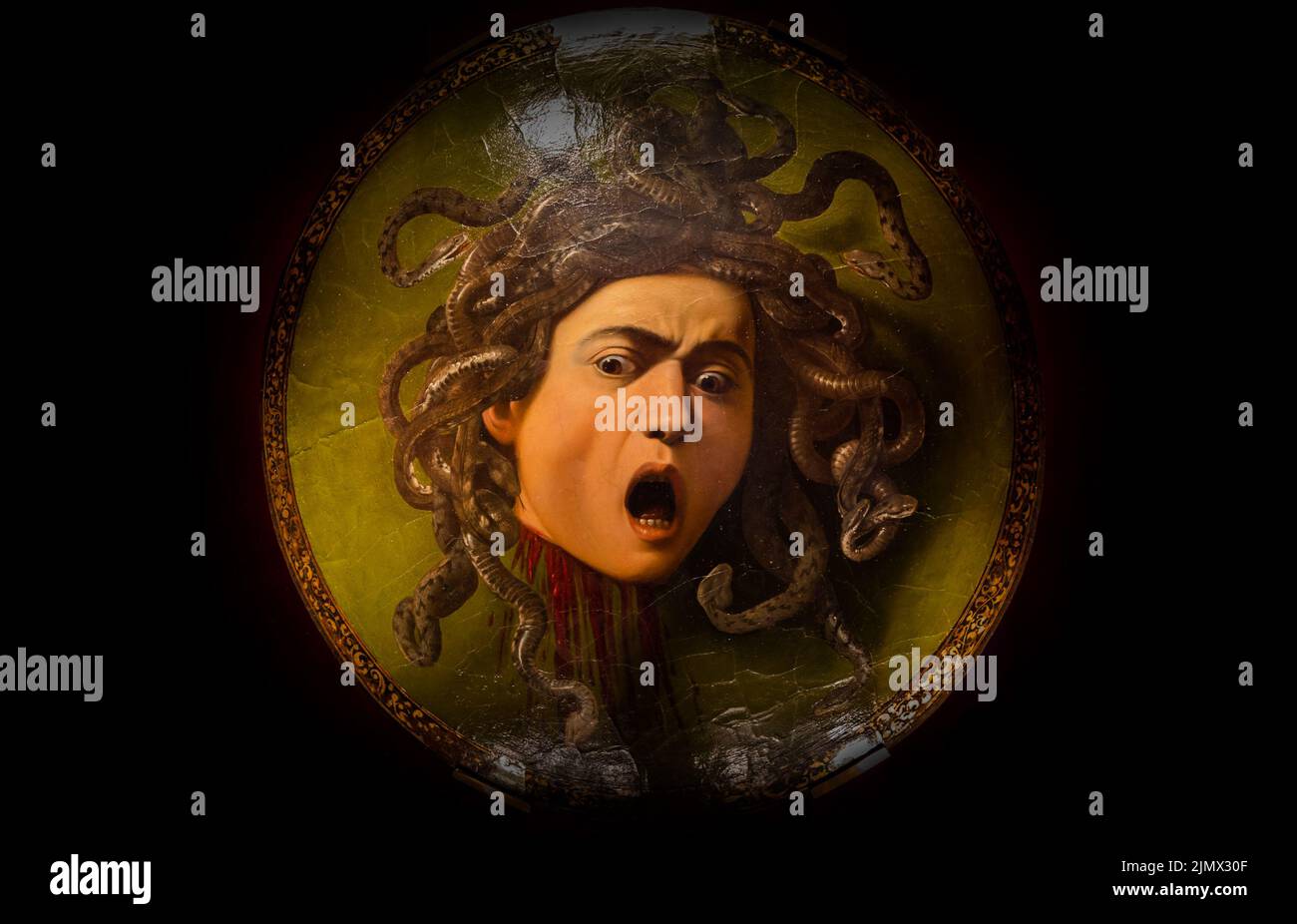 Firenze, Italia - circa Agosto 2021: Medusa di Caravaggio, ca 1598 - olio su tela. Foto Stock