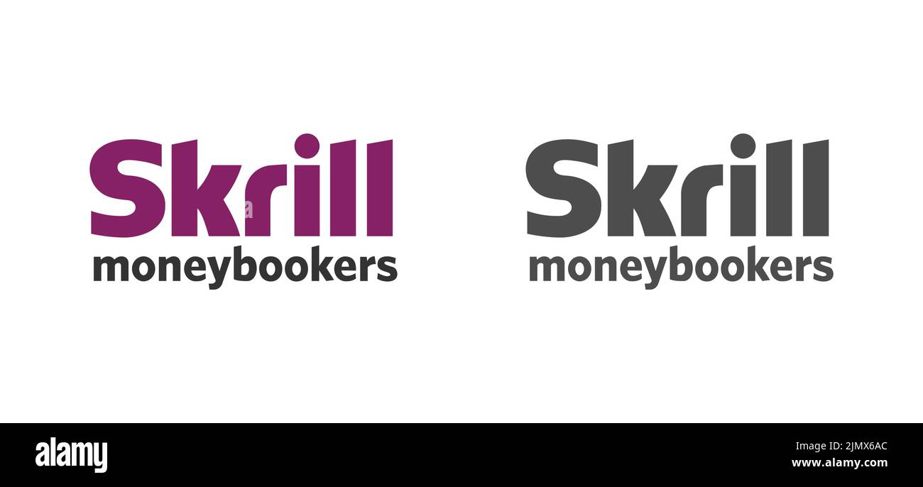 Polonia, Wroclaw - 22 luglio 2022: L'icona del sistema di pagamento elettronico Skrill. Versione vettoriale per siti web, applicazioni e applicazioni in infor Illustrazione Vettoriale