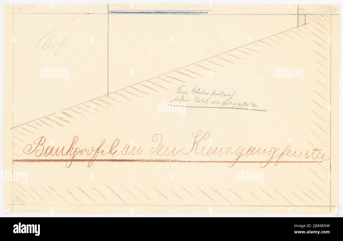 ClimT Johannes Franziscus (1865-1946), bente controtis st. Mauritius, ClerF (Clervaux), Cuel (18 1908-1914): Profilo della banca e il Crumpy View (1: 1). Matite, bunttmift eupr trasparente, 34 x 53,7 cm (incl. Scanrass). Tu architecturer invocazione musicum. N. JK 080.267. Klomp Johannes Franziskus (1865-1946): Ezedektinerabtei St. Mauritius, Clerf (Clervaux) Foto Stock
