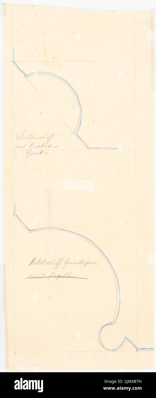 Klomp Johannes Franziskus (1865-1946), San Francesco (e monastero francescano di espansione), Dortmund (1900-1903): Gurtbögen, tagli (1: 1). Matita colorata su trasparente, 60,6 x 25,6 cm (compresi i bordi di scansione) Klomp Johannes Franziskus (1865-1946): St. Franziskus (und Erweiterung Franziskanerkloster), Dortmund Foto Stock