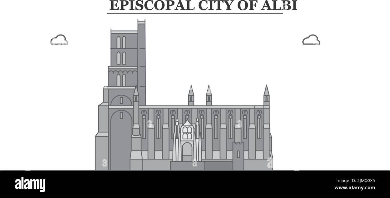 Francia, Albi città skyline isolato vettore illustrazione, icone Illustrazione Vettoriale
