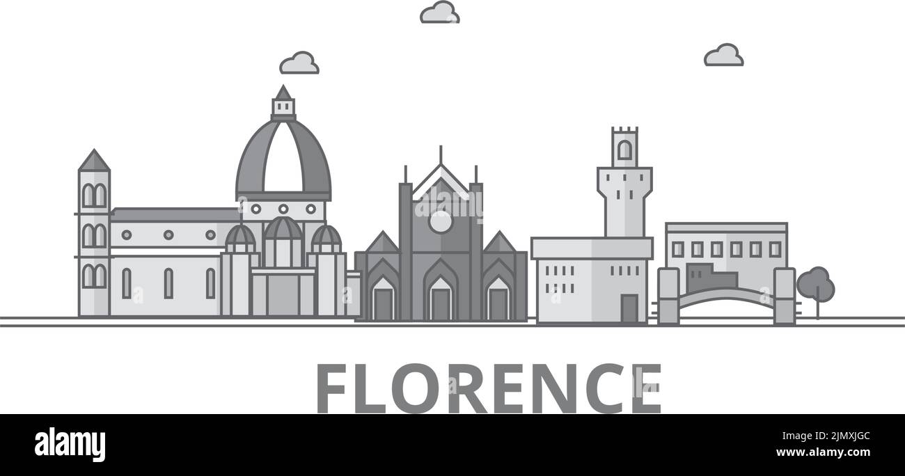 Italia, Firenze Città skyline isolato vettore illustrazione, icone Illustrazione Vettoriale