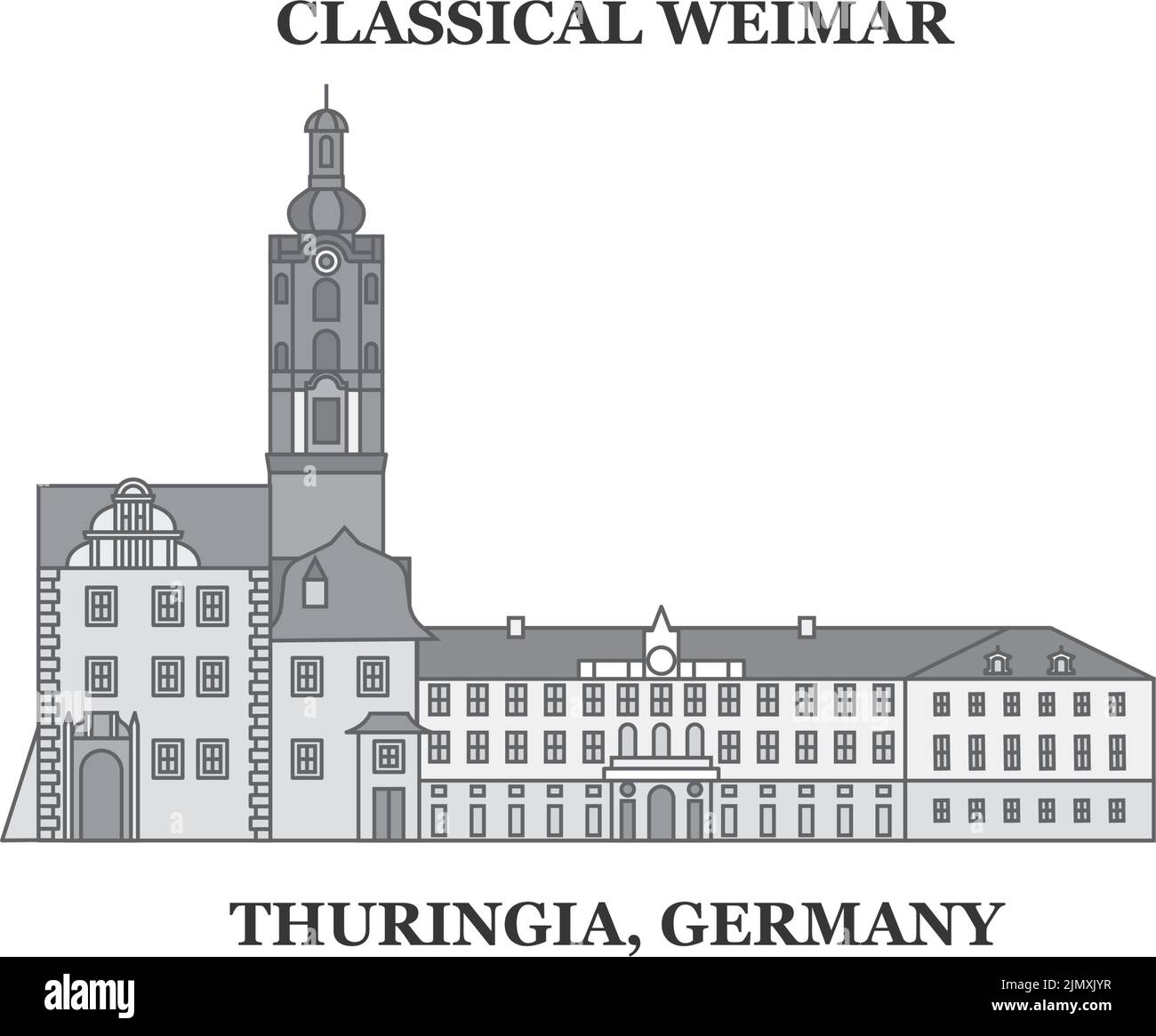 Germania, Turingia skyline città isolato vettore illustrazione, icone Illustrazione Vettoriale