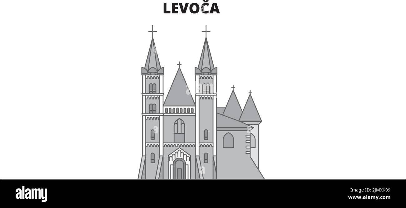 Slovacchia, Levoca città skyline isolato vettore illustrazione, icone Illustrazione Vettoriale