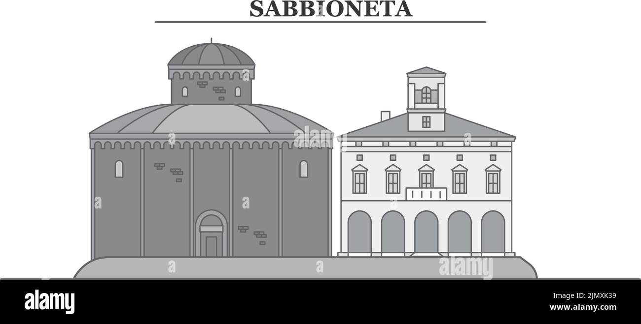 Italia, Sabbioneta città skyline isolato vettore illustrazione, icone Illustrazione Vettoriale