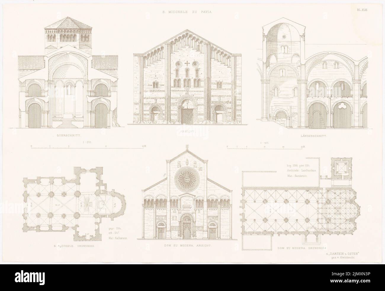 N.N., S. Micchele zu Pavia. Cattedrale di Modena. (Da: Altchristl. U. Roman. Carattere, ed. Stampa su carta, 35,6 x 52 cm (inclusi i bordi di scansione) Foto Stock