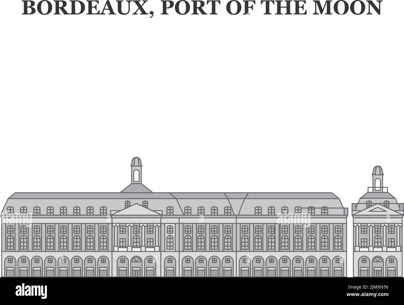 Francia, Bordeaux, Port of the Moon Landmark città skyline isolato vettore illustrazione, icone Illustrazione Vettoriale