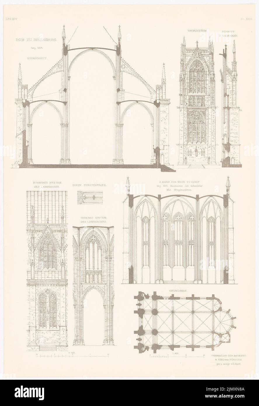 N.N., Cattedrale di Ratisbona. Santa Maria al Wiese zu Soest. (Da: Architettura gotica in Germania, ed. V. Character Fish. Stampa su carta, 53,2 x 36,3 cm (inclusi i bordi di scansione) Foto Stock