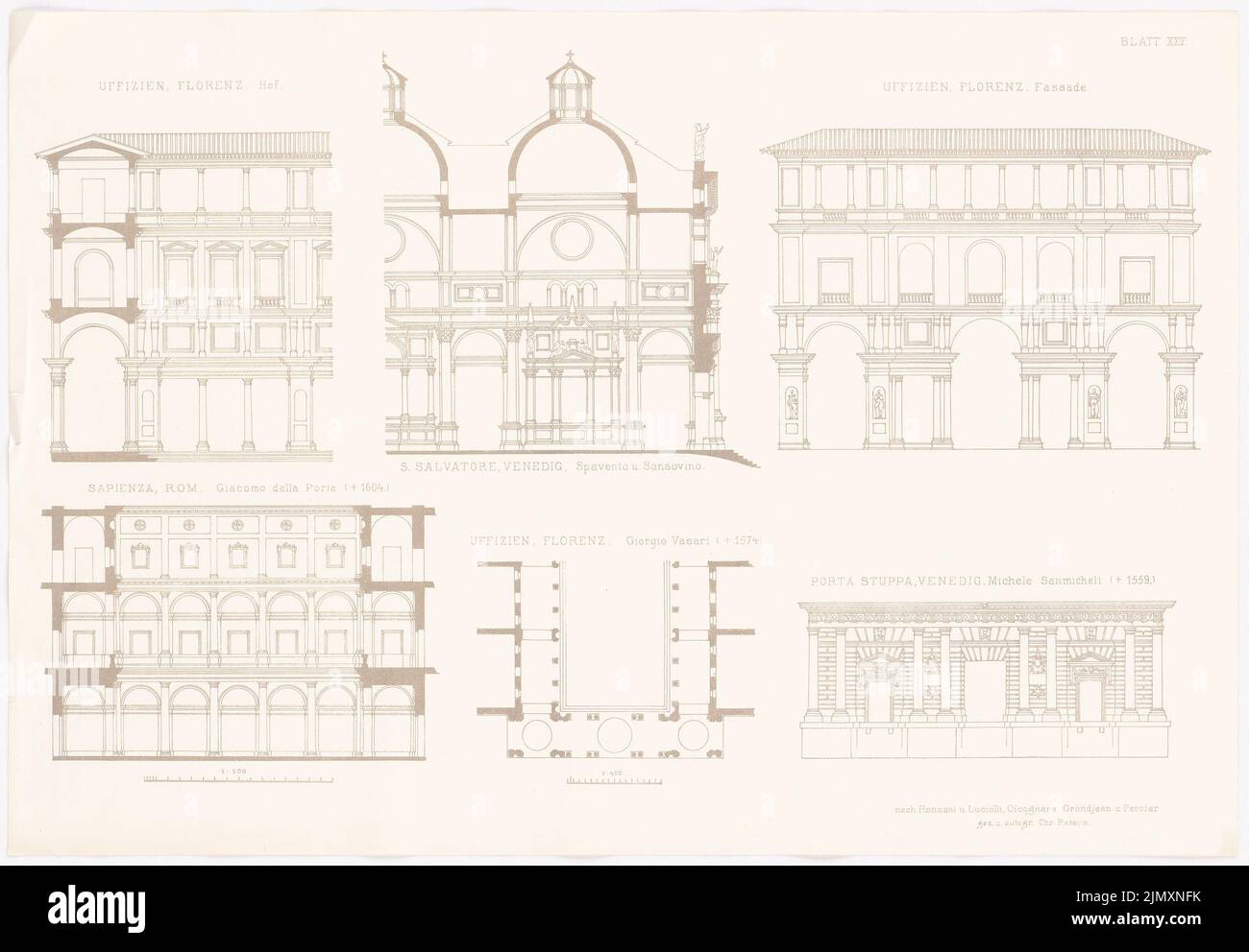 N.N., Maria di Carignano, Genova. S. Salvatore, Venezia. (Da: Arte architettonica del Rinascimento in Italia e Spagna, ed. Stampa su carta, 35,9 x 51,7 cm (inclusi i bordi di scansione) Foto Stock