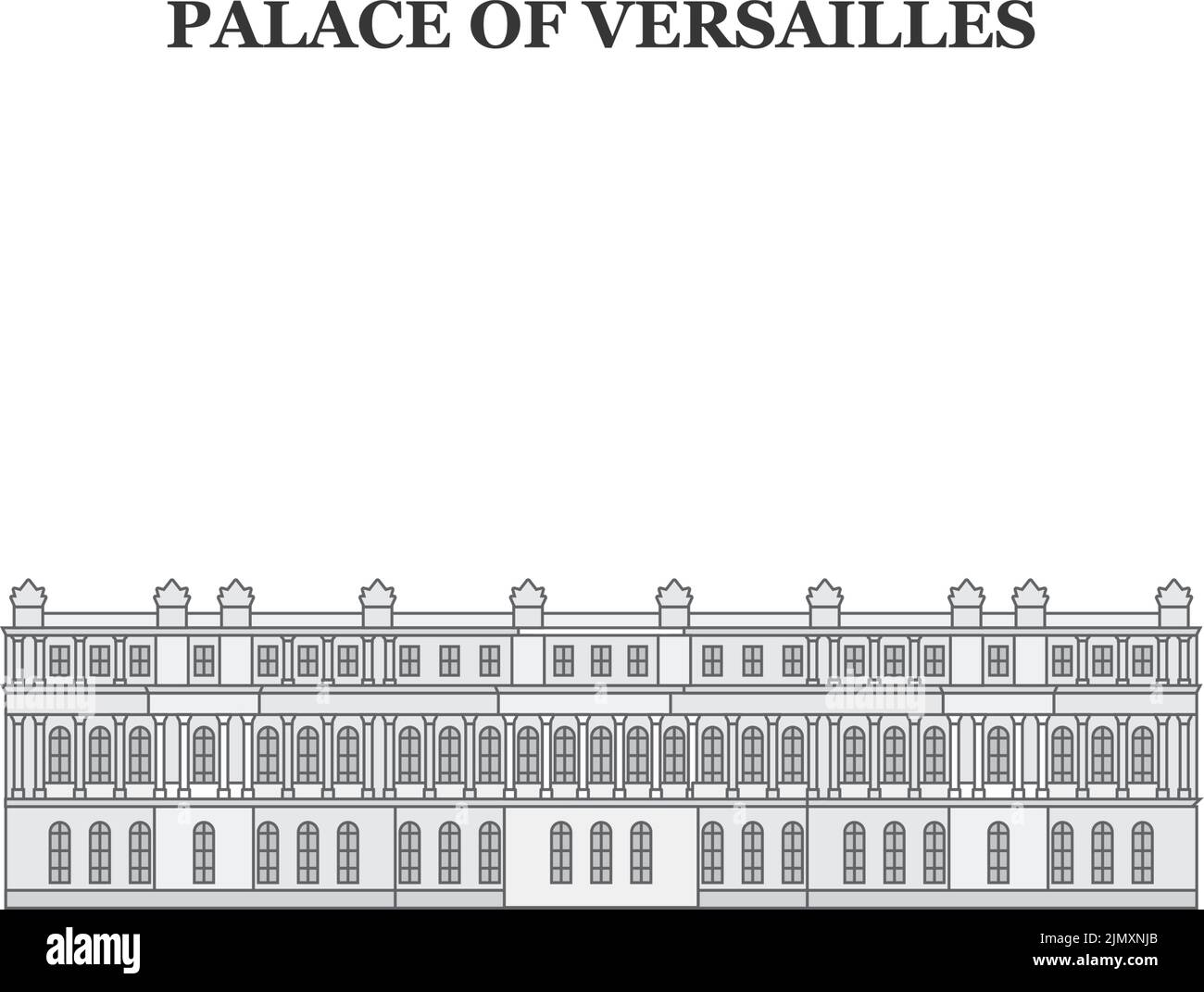 Francia, Versailles Landmark City skyline isolato vettore illustrazione, icone Illustrazione Vettoriale