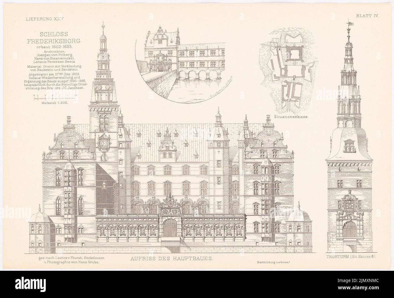 N.N., Castello di Frederiksborg. (Da: Architettura del Rinascimento in Danimarca e Svezia, ed. Pressione sulla carta, 36,4 x 52,8 cm (compresi i bordi di scansione) Foto Stock