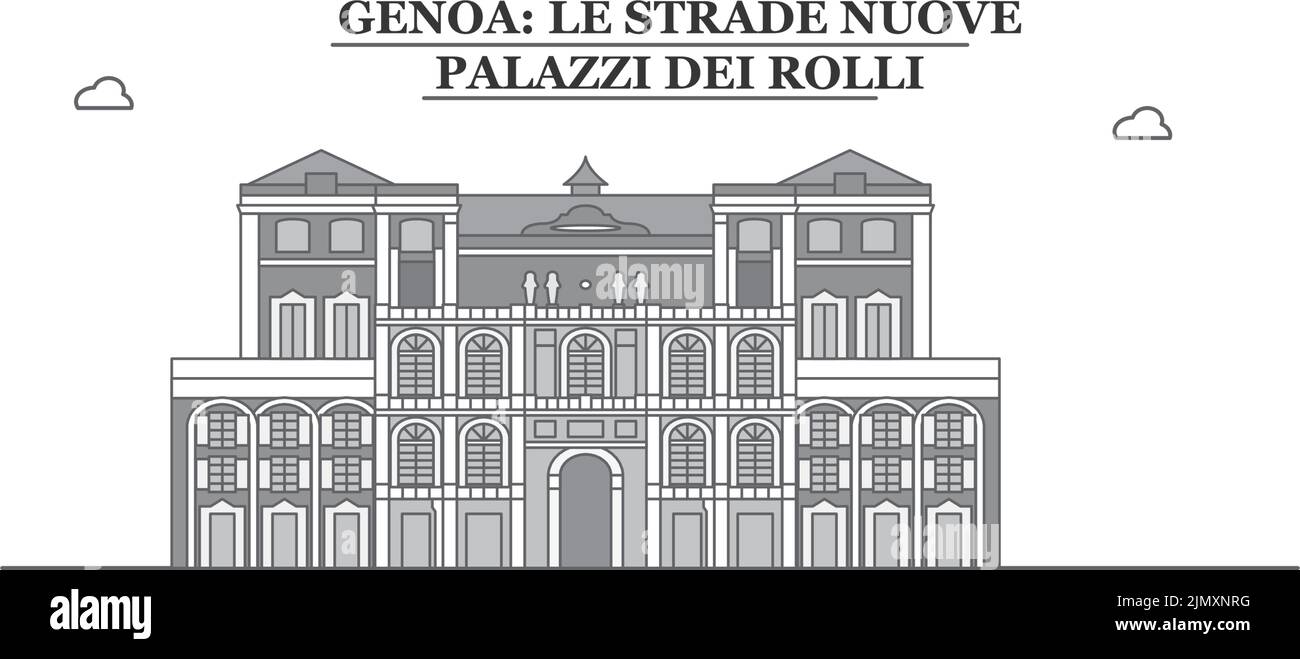 Italia, Genova città skyline isolato vettore illustrazione, icone Illustrazione Vettoriale