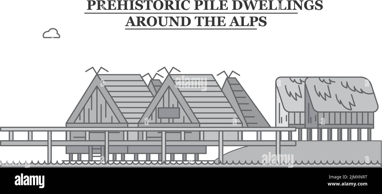 Italia, le abitazioni preistoriche pile città skyline isolato vettore illustrazione, icone Illustrazione Vettoriale