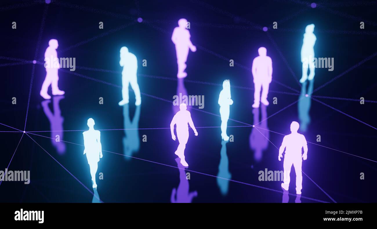 Mondo di realtà virtuale immersiva universale metaverse connessione social network per realtà aumentata Foto Stock