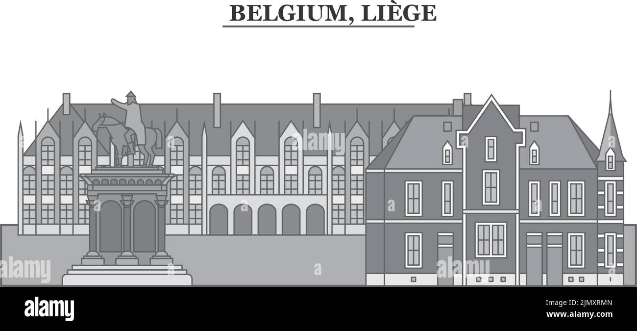 Belgio, Liegi città skyline isolato vettore illustrazione, icone Illustrazione Vettoriale