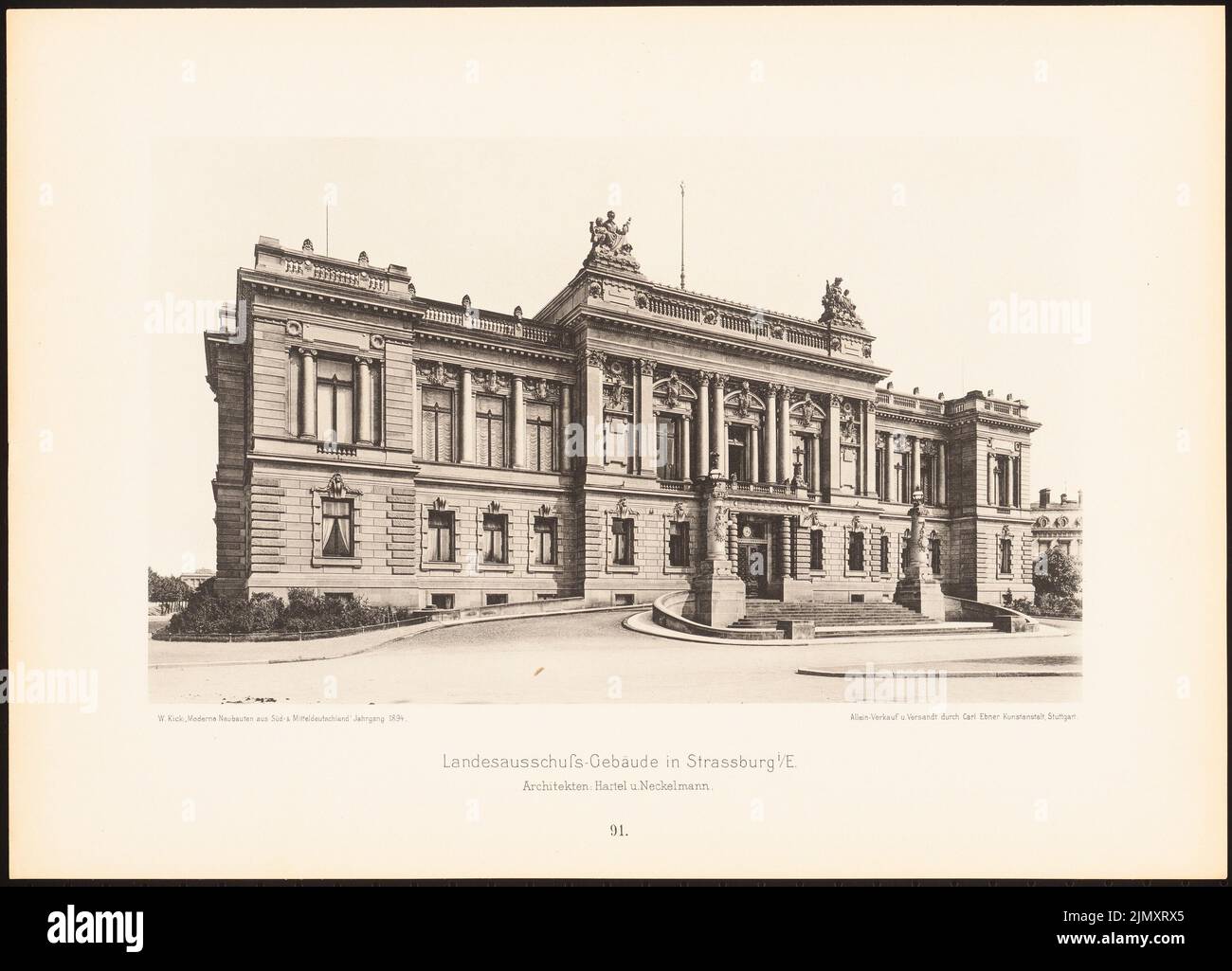 Neckelmann Skjold (1854-1903), sede della commissione di Stato, Strasburgo. (Da: Nuovi edifici moderni, 1st anni, ed. W. Kick) (1894-1894): Vista. Leggera pressione sulla carta, 32,2 x 44,7 cm (inclusi i bordi di scansione) Foto Stock